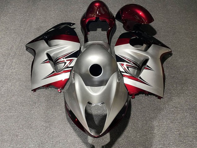 1997-2007 Silber Glänzend & Candy Red Suzuki GSXR 1300 Motorrad Verkleidungen
