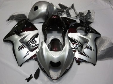 1997-2007 Silber & Tiefrot Suzuki GSXR 1300 Motorrad Verkleidungen