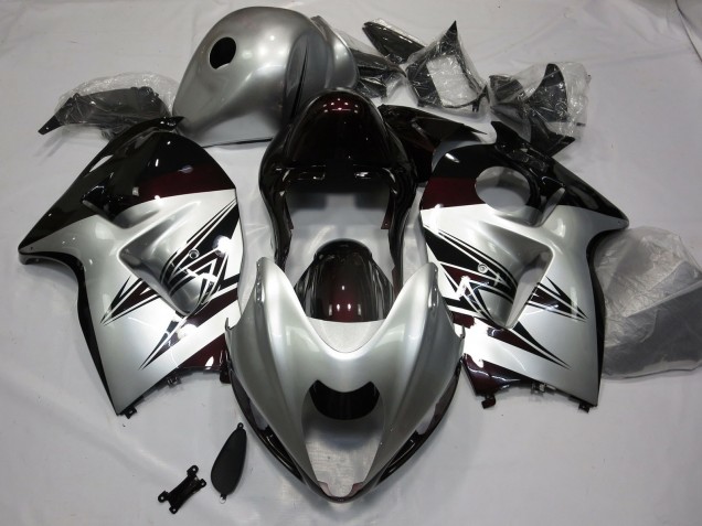 1997-2007 Silber & Tiefrot Suzuki GSXR 1300 Motorrad Verkleidungen