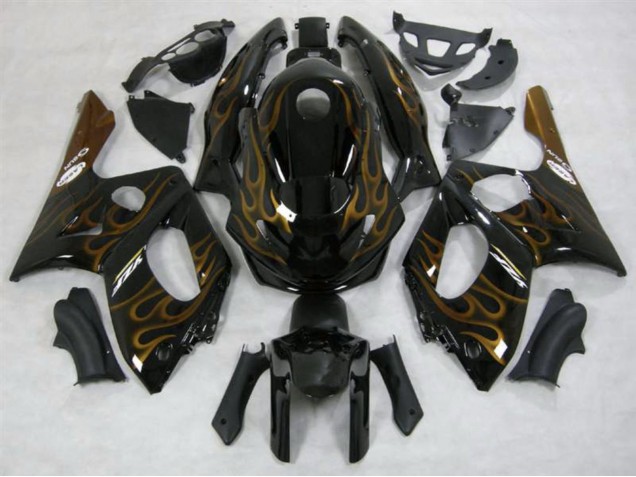 1998-2007 Gold Flamme Glänzend Yamaha YZF600 Motorrad Verkleidungen 1998-2007 Gold Flamme Glänzend Yamaha YZF600 Motorrad Verkleidungen
