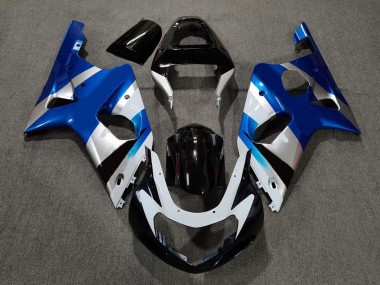 2000-2002 Blau Glänzend & Silber OEM Suzuki GSXR 1000 Motorrad Verkleidungen