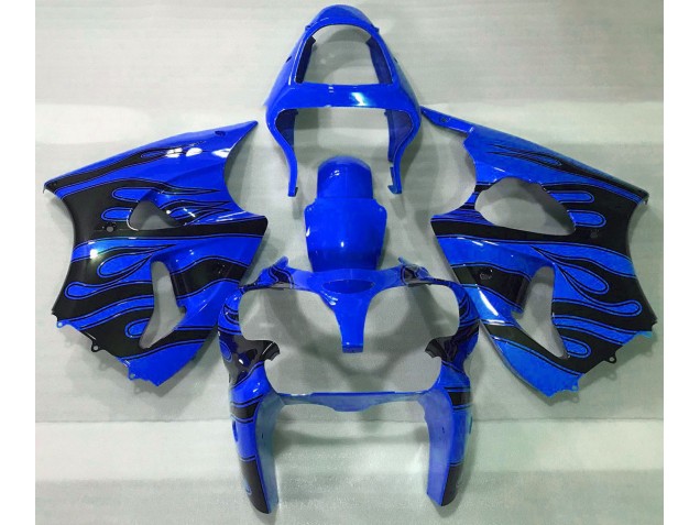 2000-2002 Blau & Schwarz Flamme Kawasaki ZX6R Motorrad Verkleidungen 2000-2002 Blau & Schwarz Flamme Kawasaki ZX6R Motorrad Verkleidungen