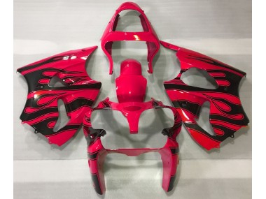 2000-2002 Rot & Schwarz Flamme Kawasaki ZX6R Motorrad Verkleidungen