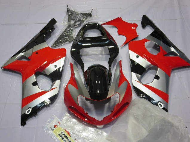 2000-2002 Rot-Silber & Schwarz Suzuki GSXR 1000 Motorrad Verkleidungen