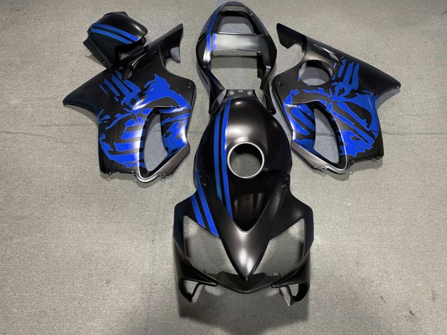 2001-2003 Matt Schwarzer & Blauer Totenkopf Honda CBR600 F4i Motorrad Verkleidungen 2001-2003 Matt Schwarzer & Blauer Totenkopf Honda CBR600 F4i Motorrad Verkleidungen