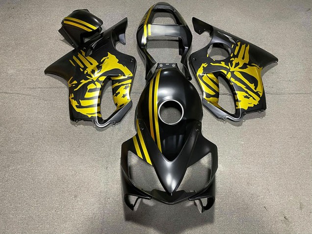 2001-2003 Matt Schwarzer & Goldener Totenkopf Honda CBR600 F4i Motorrad Verkleidungen 2001-2003 Matt Schwarzer & Goldener Totenkopf Honda CBR600 F4i Motorrad Verkleidungen