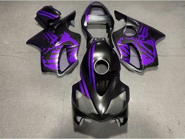 2001-2003 Matt Schwarzer & Violetter Totenkopf Honda CBR600 F4i Motorrad Verkleidungen 2001-2003 Matt Schwarzer & Violetter Totenkopf Honda CBR600 F4i Motorrad Verkleidungen