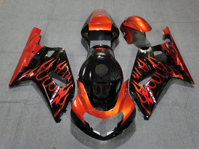 2001-2003 Schwarz Glänzend & Orange Suzuki GSXR 600-750 Motorrad Verkleidungen