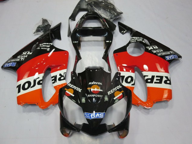 2001-2003 Schwarz Repsol Honda CBR600 F4i Motorrad Verkleidungen