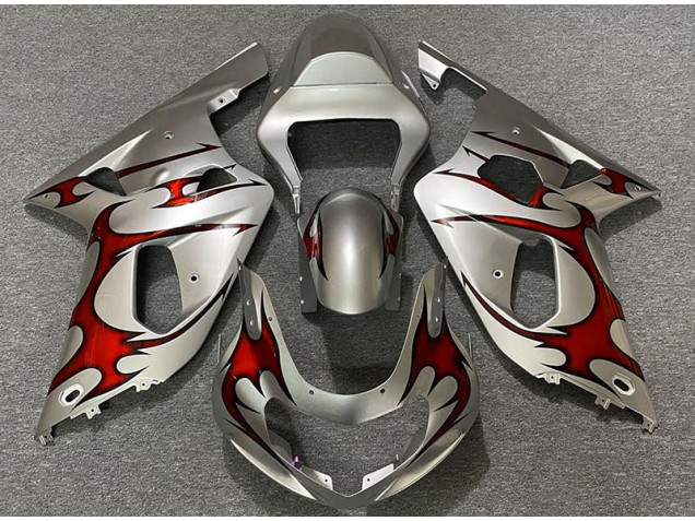 2001-2003 Silber Glänzend & Rot Suzuki GSXR 600-750 Motorrad Verkleidungen