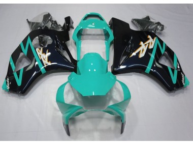 2002-2003 Glänzendes Schwarz & Cyan Honda CBR954RR Motorrad Verkleidungen