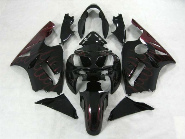 2002-2005 Burgunderrot Flame Kawasaki ZX12R Motorrad Verkleidungen