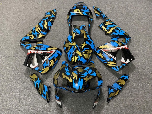 2003-2004 Blau & Gold Camo Honda CBR600RR Motorrad Verkleidungen 2003-2004 Blau & Gold Camo Honda CBR600RR Motorrad Verkleidungen