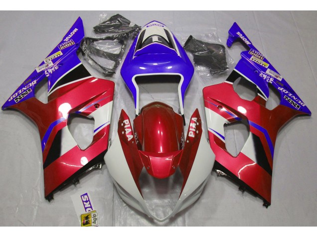 2003-2004 Glänzend Candy Red & Blau Suzuki GSXR 1000 Motorrad Verkleidungen 2003-2004 Glänzend Candy Red & Blau Suzuki GSXR 1000 Motorrad Verkleidungen