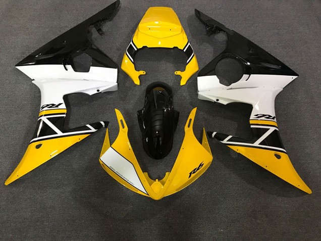 2003-2004 Glänzend Gelb & Weiß Yamaha R6 Motorrad Verkleidungen