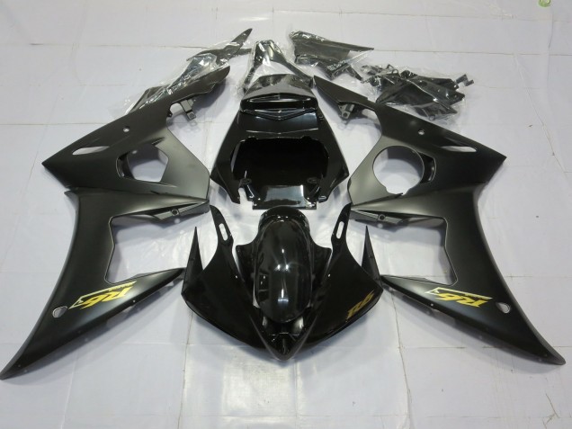 2003-2004 Matt Schwarz Gold Yamaha R6 Motorrad Verkleidungen