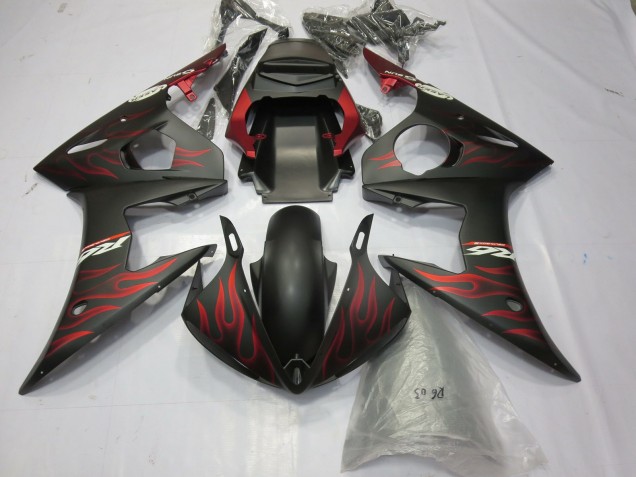 2003-2004 Mattrot Flamme Yamaha R6 Motorrad Verkleidungen