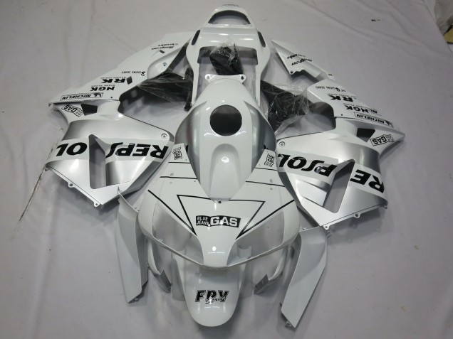 2003-2004 Weiß Silber Repsol Honda CBR600RR Motorrad Verkleidungen 2003-2004 Weiß Silber Repsol Honda CBR600RR Motorrad Verkleidungen