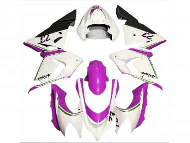 2004-2005 Glänzend Weiß & Pink Kawasaki ZX10R Motorrad Verkleidungen