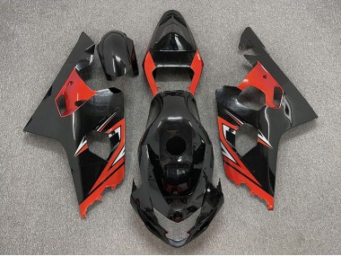 2004-2005 Glänzend Schwarz & Rot Suzuki GSXR 600-750 Motorrad Verkleidungen
