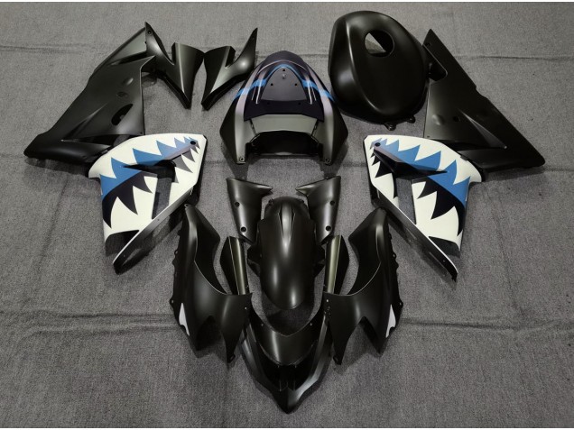 2004-2005 Matt Schwarzer & Hellblauer Hai Kawasaki ZX10R Motorrad Verkleidungen 2004-2005 Matt Schwarzer & Hellblauer Hai Kawasaki ZX10R Motorrad Verkleidungen