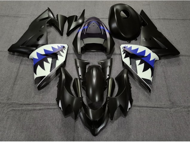 2004-2005 Matt Schwarzer & Tiefes Blauer Hai Kawasaki ZX10R Motorrad Verkleidungen 2004-2005 Matt Schwarzer & Tiefes Blauer Hai Kawasaki ZX10R Motorrad Verkleidungen