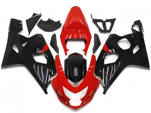 2004-2005 Rot & Glänzender Schwarzstil Suzuki GSXR 600-750 Motorrad Verkleidungen