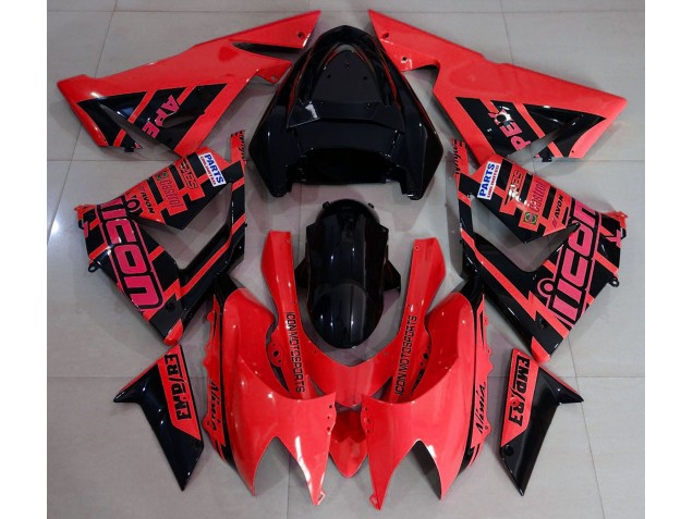 2004-2005 Rot & Schwarz & Logos Kawasaki ZX10R Motorrad Verkleidungen 2004-2005 Rot & Schwarz & Logos Kawasaki ZX10R Motorrad Verkleidungen