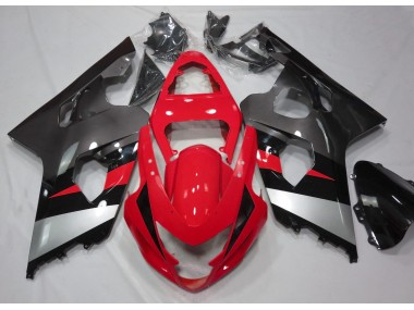 2004-2005 Rot & Silber Glänzend Suzuki GSXR 600-750 Motorrad Verkleidungen