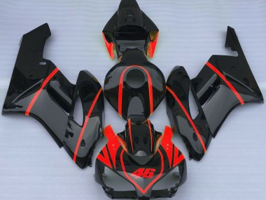 2004-2005 Schwarz Glänzend & Rot Honda CBR1000RR Motorrad Verkleidungen