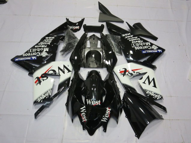 2004-2005 West Weiß Schwarz Kawasaki ZX10R Motorrad Verkleidungen
