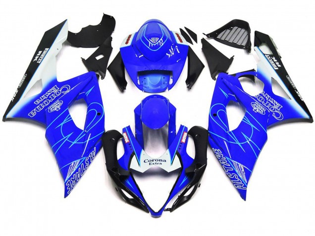 2005-2006 Blau & Weiß Corona Stil Suzuki GSXR 1000 Motorrad Verkleidungen 2005-2006 Blau & Weiß Corona Stil Suzuki GSXR 1000 Motorrad Verkleidungen