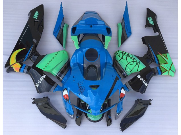 2005-2006 Blauer Hai & Grün Honda CBR600RR Motorrad Verkleidungen
