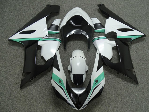 2005-2006 Blaugrün Weiß & Schwarz Kawasaki ZX6R Motorrad Verkleidungen
