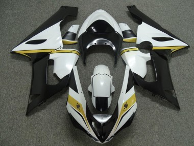 2005-2006 Gelb-Weiß-Schwarz Kawasaki ZX6R Motorrad Verkleidungen