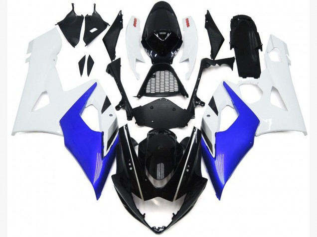 2005-2006 Glänzend Blau & Glänzend Weiß Suzuki GSXR 1000 Motorrad Verkleidungen