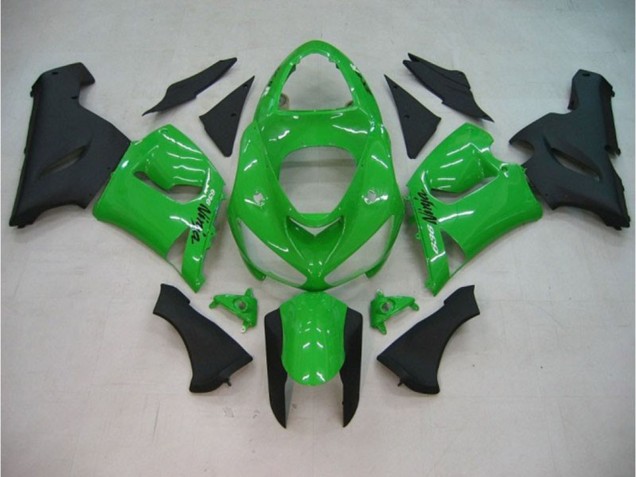 2005-2006 Glänzend Grün Matt Kawasaki ZX6R Motorrad Verkleidungen