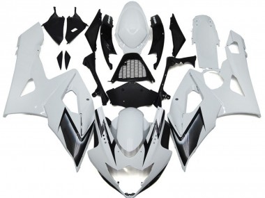 2005-2006 Glänzend Weiß Mit Silbernen Akzenten Suzuki GSXR 1000 Motorrad Verkleidungen