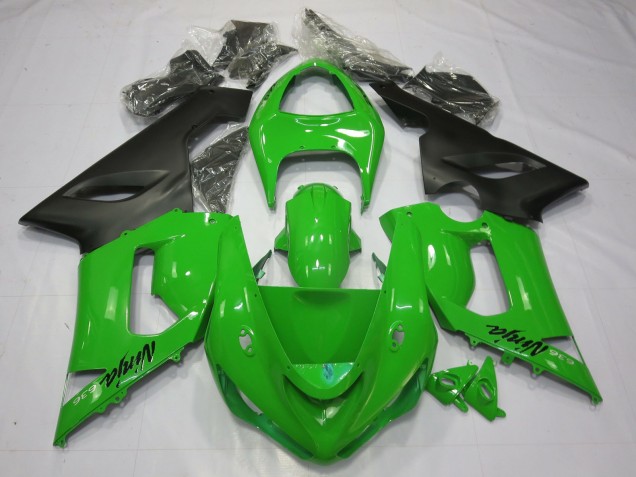 2005-2006 Grün Schwarz Kawasaki ZX6R Motorrad Verkleidungen 2005-2006 Grün Schwarz Kawasaki ZX6R Motorrad Verkleidungen