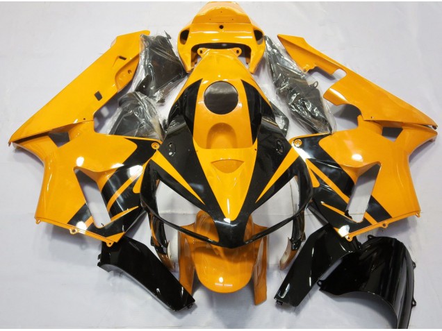2005-2006 Hellorange & Glänzendes Schwarzes Design Honda CBR600RR Motorrad Verkleidungen