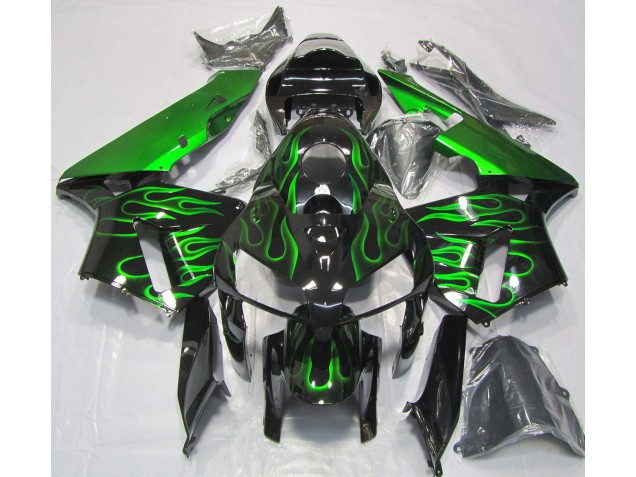 2005-2006 Leuchtend Grün Flamme Honda CBR600RR Motorrad Verkleidungen 2005-2006 Leuchtend Grün Flamme Honda CBR600RR Motorrad Verkleidungen