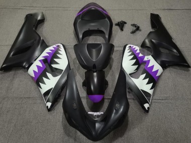 2005-2006 Matt Schwarzer & Violetter Hai Kawasaki ZX6R Motorrad Verkleidungen