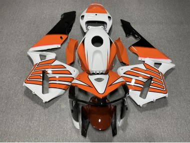 2005-2006 Orange-Weiße Flügel Honda CBR600RR Motorrad Verkleidungen
