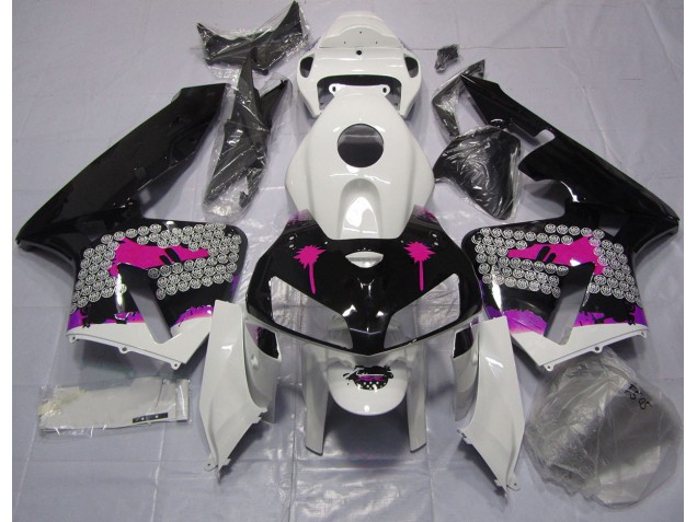 2005-2006 Rosa Splatter Auf Glanz Schwarz Honda CBR600RR Motorrad Verkleidungen