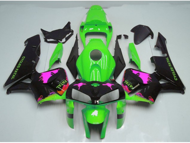 2005-2006 Rosa Splatter Auf Grün Honda CBR600RR Motorrad Verkleidungen 2005-2006 Rosa Splatter Auf Grün Honda CBR600RR Motorrad Verkleidungen