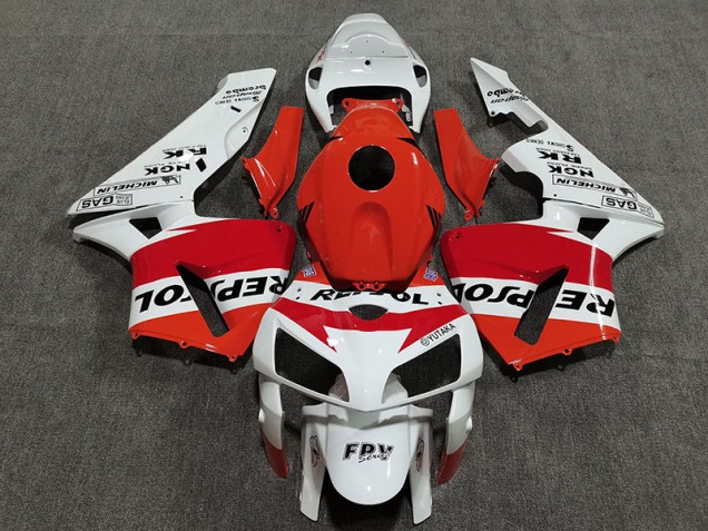 2005-2006 Weiß Rot & Orange Repsol Honda CBR600RR Motorrad Verkleidungen 2005-2006 Weiß Rot & Orange Repsol Honda CBR600RR Motorrad Verkleidungen