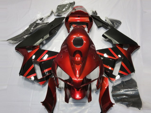 2005-2006 Rot & Schwarz Glänzendes Design Honda CBR600RR Motorrad Verkleidungen