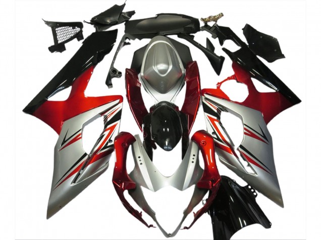 2005-2006 Rot & Silber Suzuki GSXR 1000 Motorrad Verkleidungen