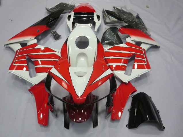 2005-2006 Rot & Weißer Breiter Streifen Honda CBR600RR Motorrad Verkleidungen 2005-2006 Rot & Weißer Breiter Streifen Honda CBR600RR Motorrad Verkleidungen