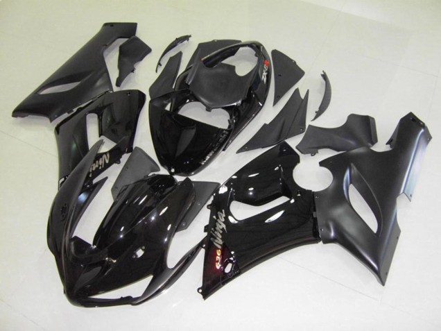 2005-2006 Schwarz Glanz Kawasaki ZX6R Motorrad Verkleidungen 2005-2006 Schwarz Glanz Kawasaki ZX6R Motorrad Verkleidungen